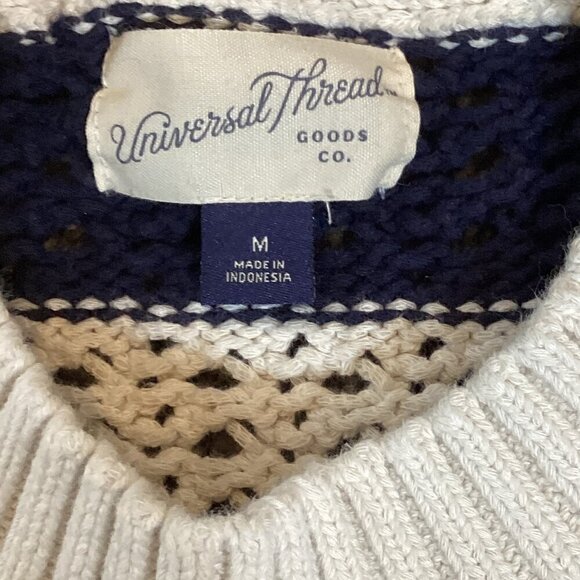 Universal Thread Striped Long Sleeve Open Knit Sweater M Blue & White 317H - Picture 7 of 8
